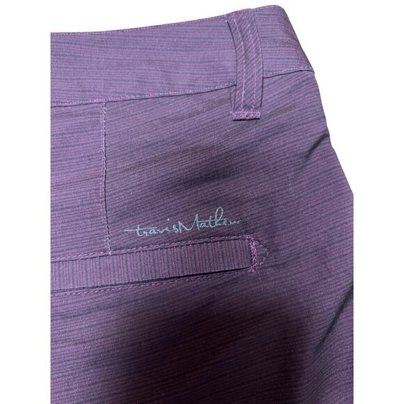 Travis Mathew Men's Golf Shorts 34 Burgundy Striped Performance - Picture 6 of 11
